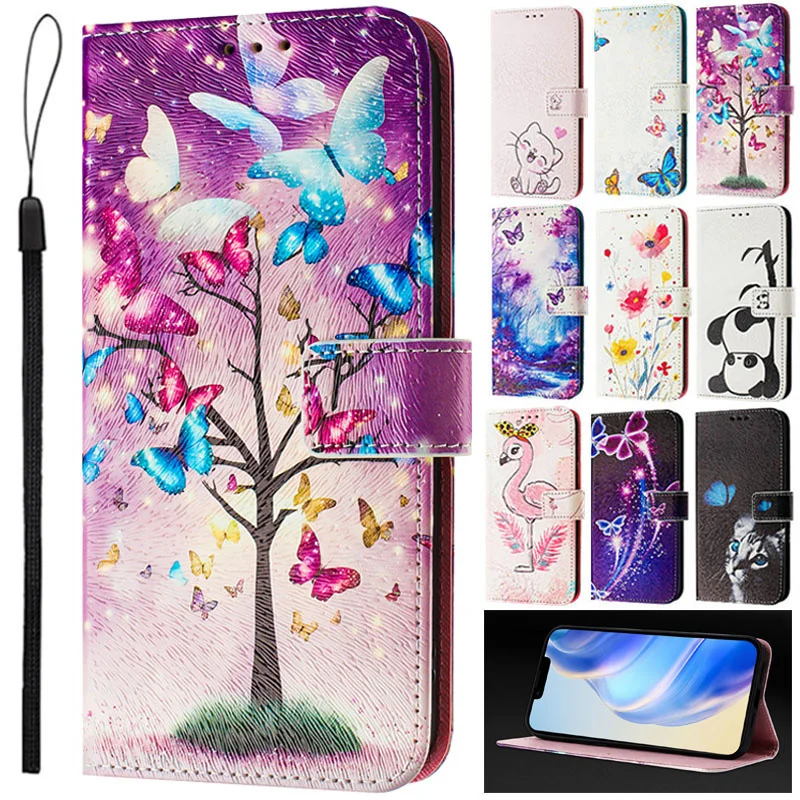 Butterfly Leather Wallet Cover Case