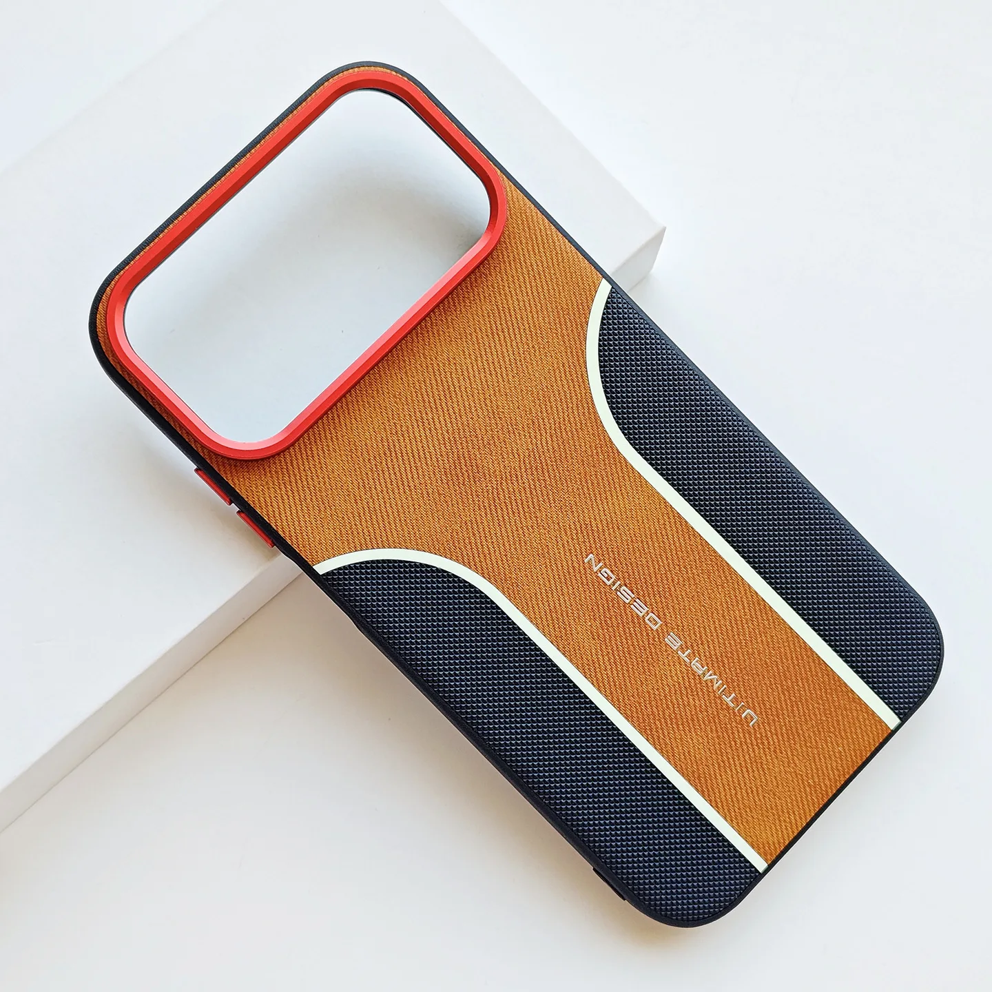 Frosted Matte PU Leather Shockproof Case with Metal Buttons & Lens Ring