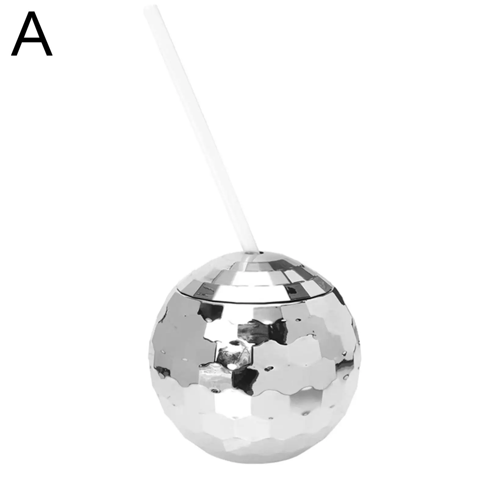 LoyGkgas Disco Ball Cup with Lid and Straws, 600ml Disco Ball Cups Cocktail  Cup KTV Nightclub Party (A) 