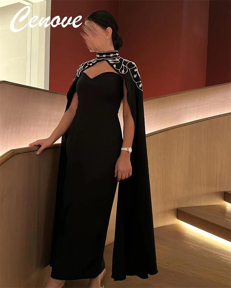 

Cenove Strapless Neckline Prom Dress Shawl Sleeves With Ankle Length Evening Elegant Party Dress For Women2023