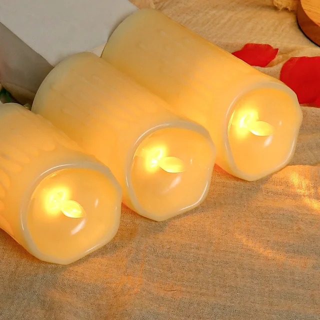 Bougies électroniques en plastique, 1 pièce, Simulation de bougies, décorations pour fête de mariage, anniversaire, ornements familiaux 2