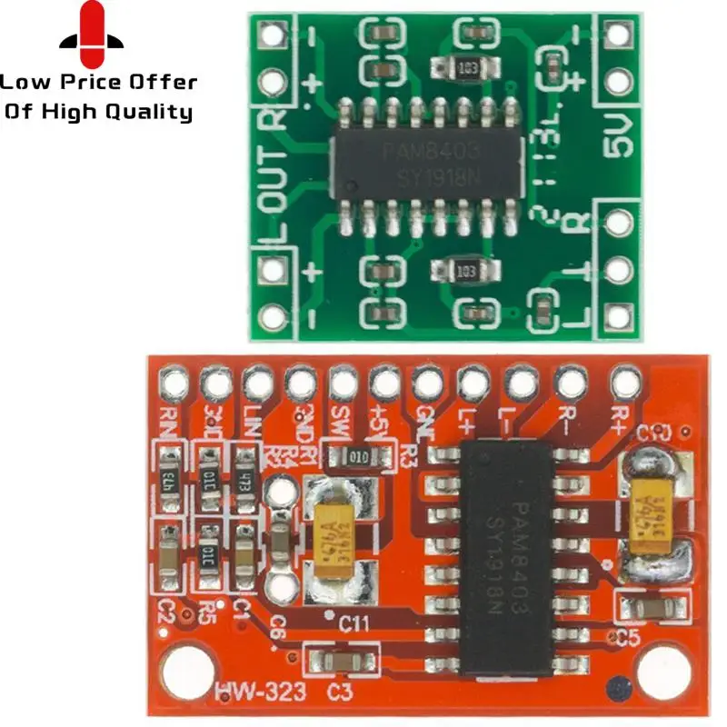 10pcs PAM8403 Super Mini Digital Amplifier Board 2 * 3W Class D Digital 2.5V To 5V Power