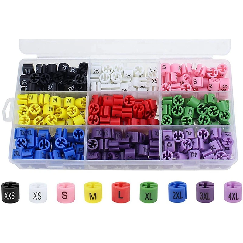 

LBER 580 Pcs Snap Retail Clothes Hanger Size Markers Garment Tags Xxs To 4Xl Size Coding Colored Dividers Hanger Sign Buckle