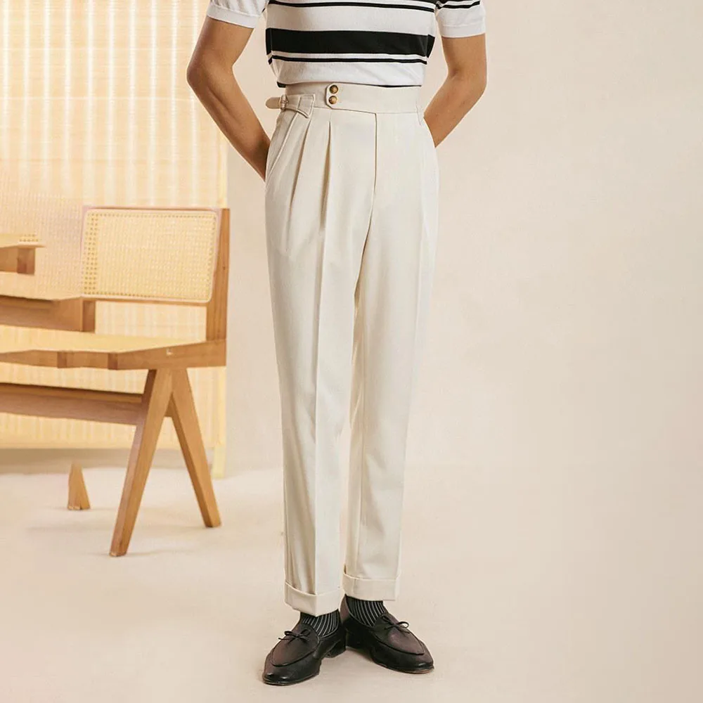 Mens Double Belt Casual Suit Pants Genderless 2024 New American Business Temperament Versatile Retro High Waist Trousers Unisex
