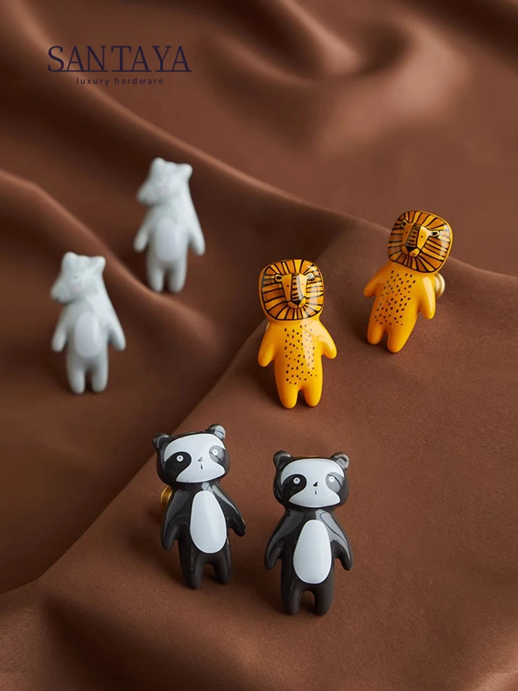 Animals Kid room Handles Cartoon Ceramic Drawer Furniture Knobs Children Cute Cabinet Pulls Dresser Knob Cute Cupboard Handle