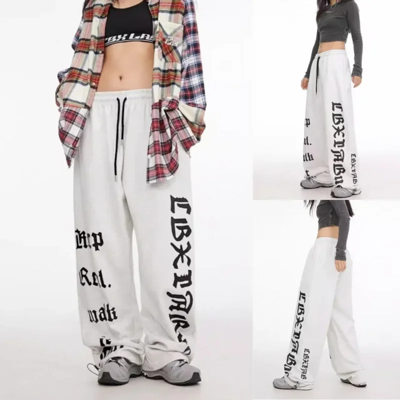 High Waist Drawstring Loose Hiphop Dance Sport Pants Women's Style Jazz Dancing Trousers Casual Skateboard Long Pants