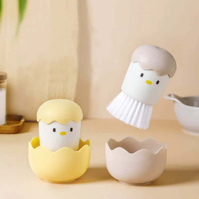 

Cleaning Brush Set Nano Kitchen Pot Brush With Handle Cartoon Detachable Egg Shell Does Not Lose Wire Dishwashing Ball PP+Fiber