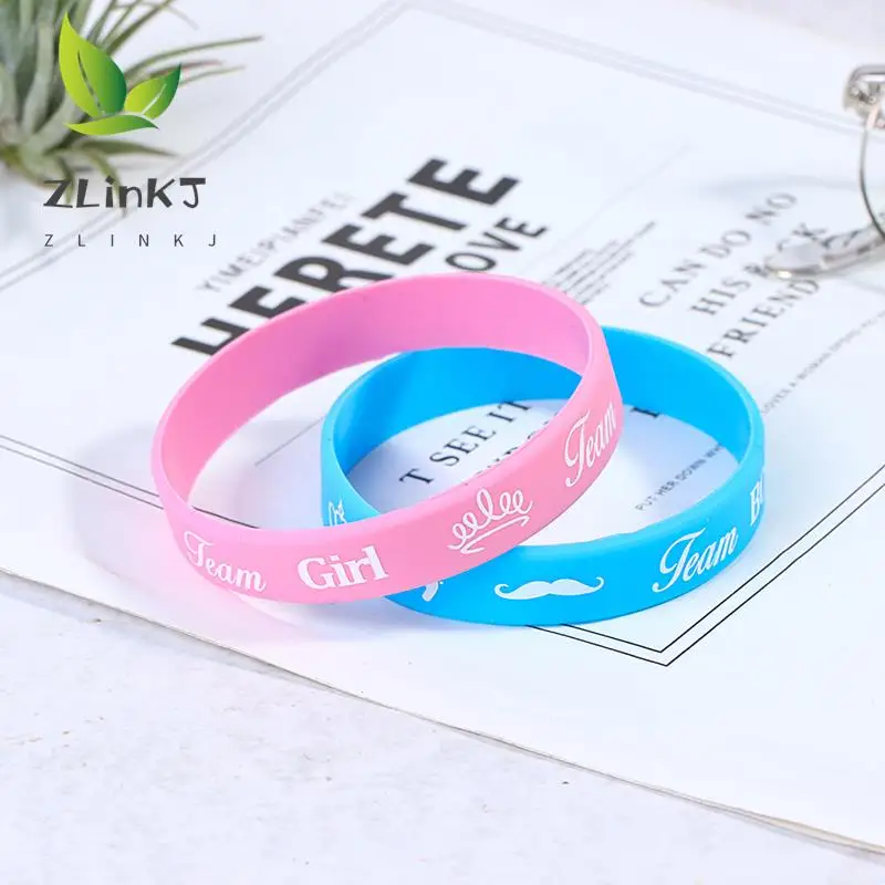 Ragazzo O Ragazza Gender Reveal Party Team Bride Bracciale Braccialetti Per Team Wendy Welcome Baby Shower Decoration Blue Pink Silicone
