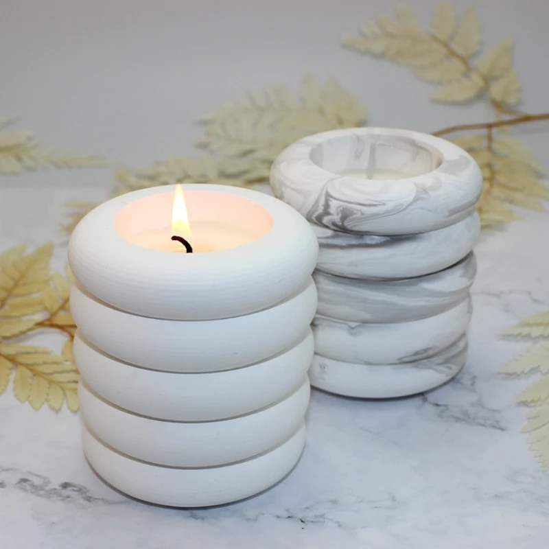 

Creative Concrete Round Candle Cup With Lid Plaster Storage Box Silicone Mold Cement Candle Holder Container Flower Pot Molds
