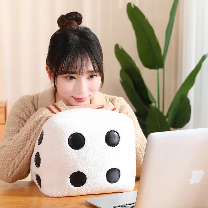 8/25/35cm Stuffed Cube Dice Plush Pillow Soft White Black Colorful Back Support Plushie Interactive Game Gift 3