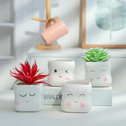 Meaty Plant Flowerpot Creative Cute Smiling Face Simple Personality Indoor White Porcelain Basin Ceramic Basin Plant Pot