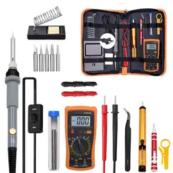 Poste à souder électrique avec fer à température ajustable, 110/220 V, 60 W, ensemble pour reprise de soudure, outil de réparation 