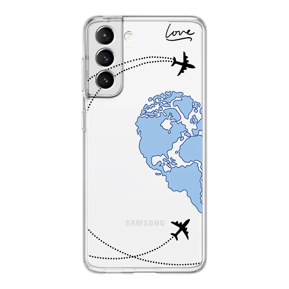 Romantic Travel Love Heart Couple Case with World Map and Planes Design