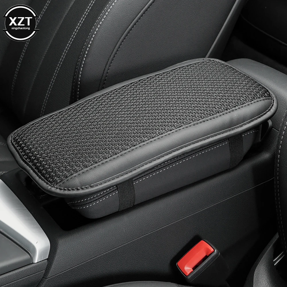 Center Console Armrest Armrest Pad Car Armrest Mat Car Armrest Cover Universal Soft PU Leather Car Armrest Pad Breathable Ice Silk Mat Cushion Car Center Armrest Cover Arm Height Pad Four Seasons