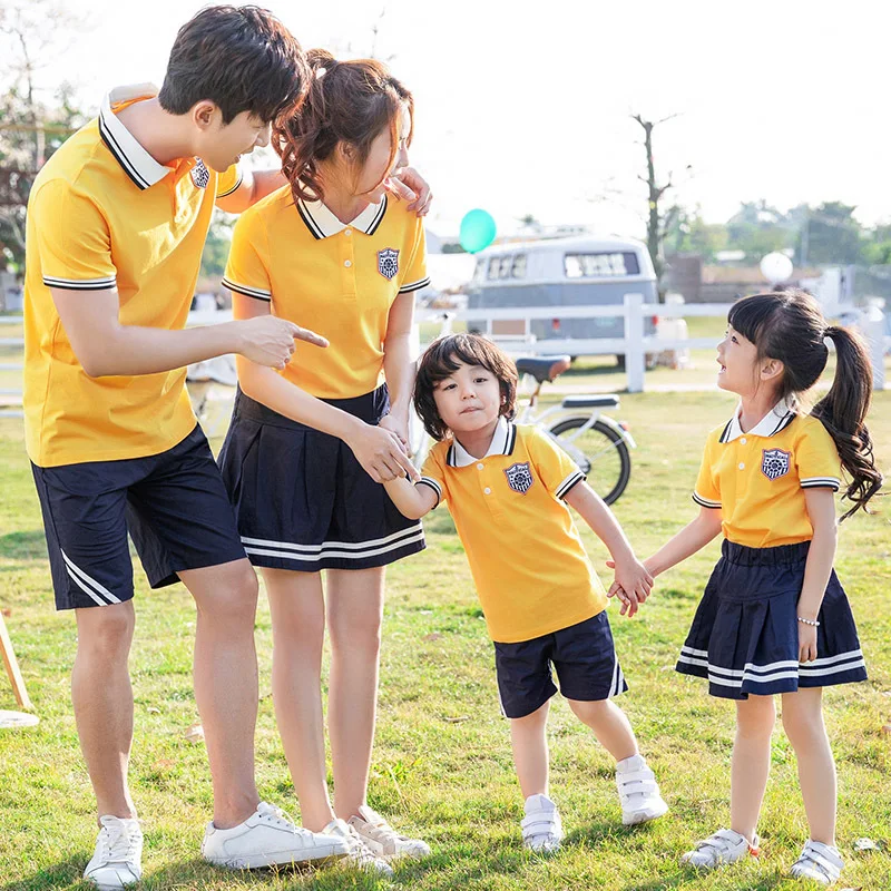 

Family Matching Outfits Summer Mum Daughter T-shirt Dress Dad Son Cotton T-shirt Shorts Couple Outfit Student Uniforms