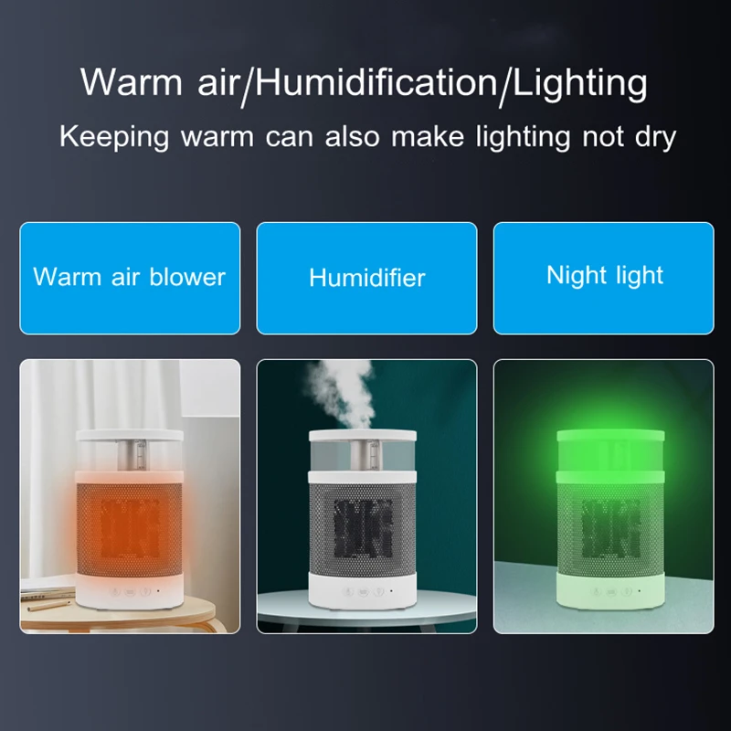 HATV Electric Heater Household Portable Small Heaters 3 In1 Heating  Constant Temperature Air Humidifiers Colorful Night Lights - AliExpress