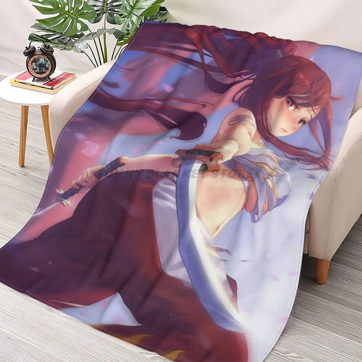 

Erza Scarlet Fairy Tail Throws Blankets Collage Flannel Ultra-Soft Warm picnic blanket bedspread on the bed