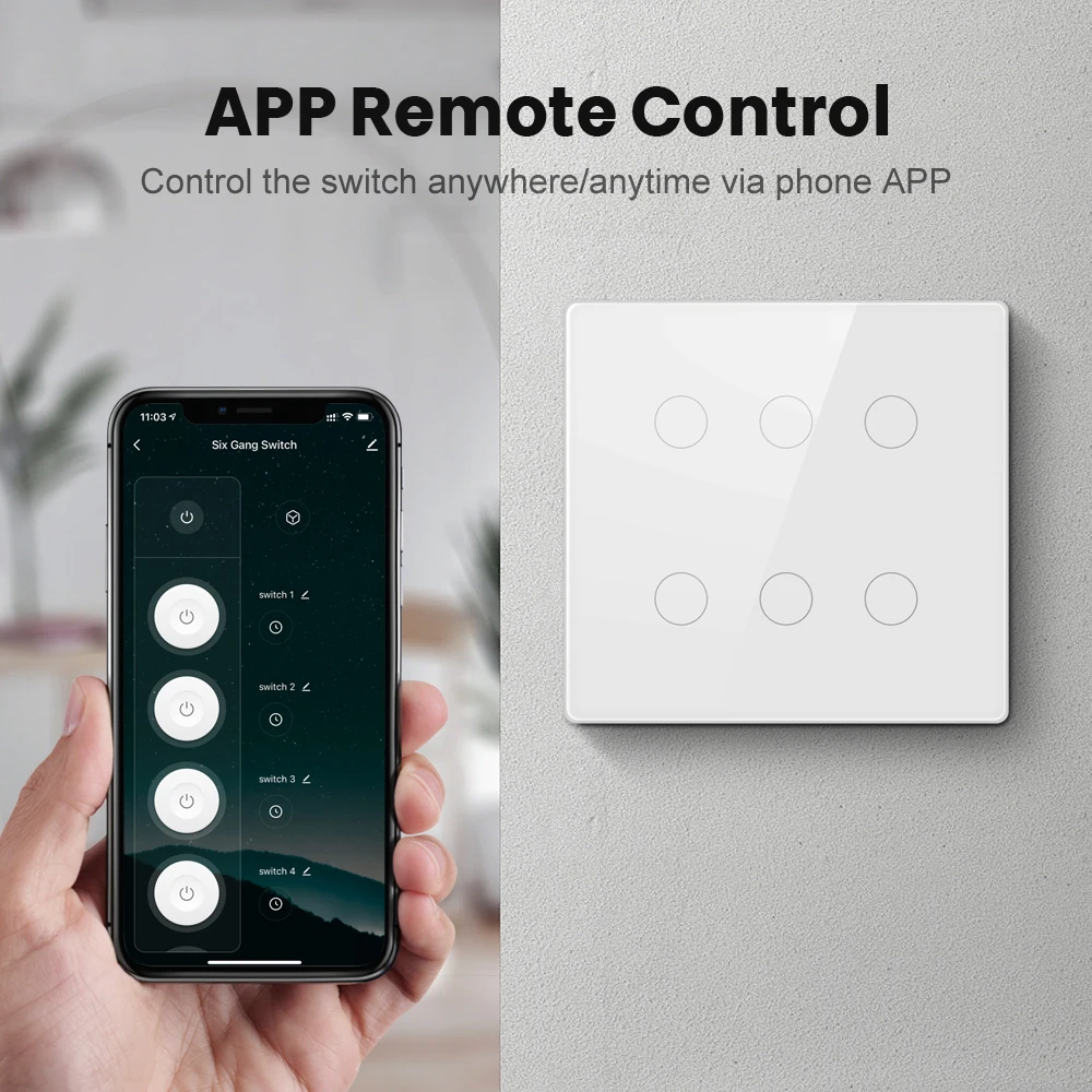 TouchSensor Smart Home Interruptor 4/6 Gang WiFi Light Switch