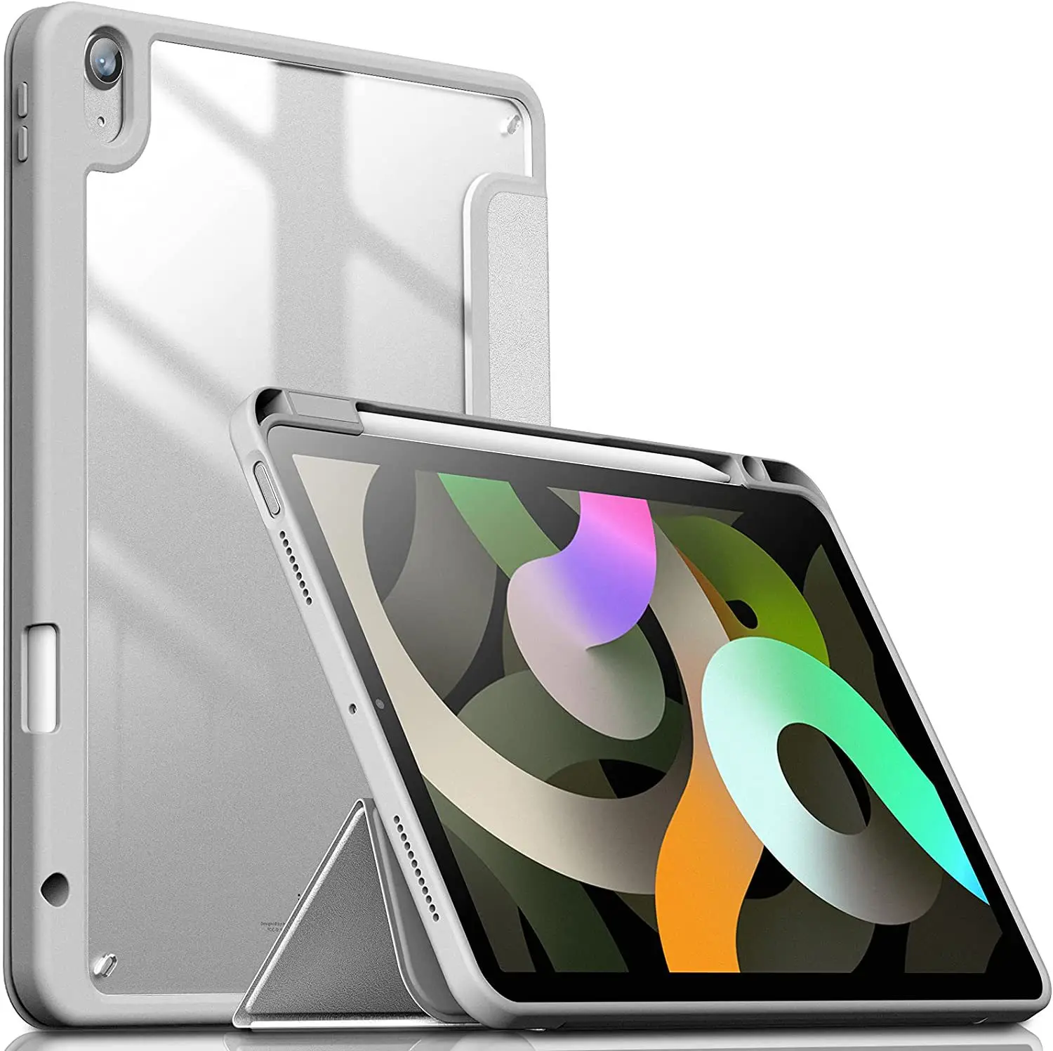 Hybrid Slim Case for iPad Air 5 iPad Air 4 Generation 10.9 Shockproof Cover with Pen Holder Clear Transparent Back Shell