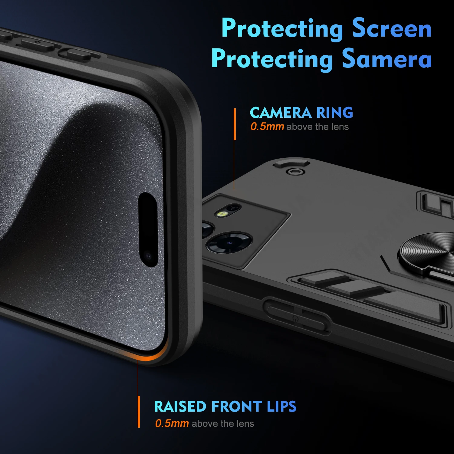 Enhanced Armor Cover with Magnetic Ring Stand - Full Protective Back Phone Case