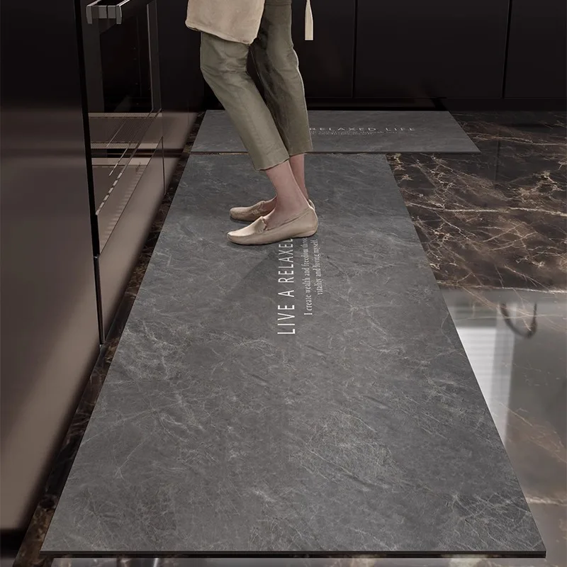 PVC Kitchen Floor Mat Modern Luxury Oil-proof Waterproof Easy-care Bathroom Carpet Non-slip Dirty Resistant Balcony Rug 러그 Tapis
