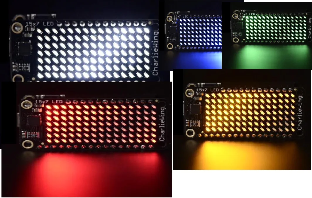 3135 15x7 CharliePlex LED Matrix Display FeatherWing RED Yellow Green Blue White Feather 1