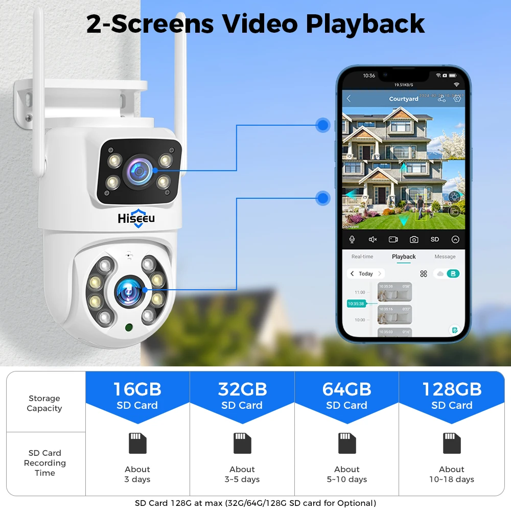 Hiseeu   ī޶,  , 4X  , AI ΰ , ONVIF  ߿  PTZ IP ī޶, 4K 8MP