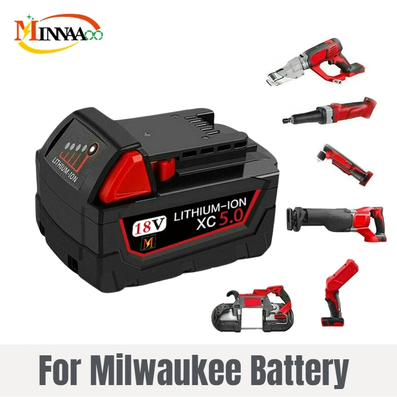 

18V 12.0Ah Replacement for Milwaukee M18 XC Lithium Battery 48-11-1860 48-11-1850 48-11-1840 48-11-1820 Rechargeable Batteries