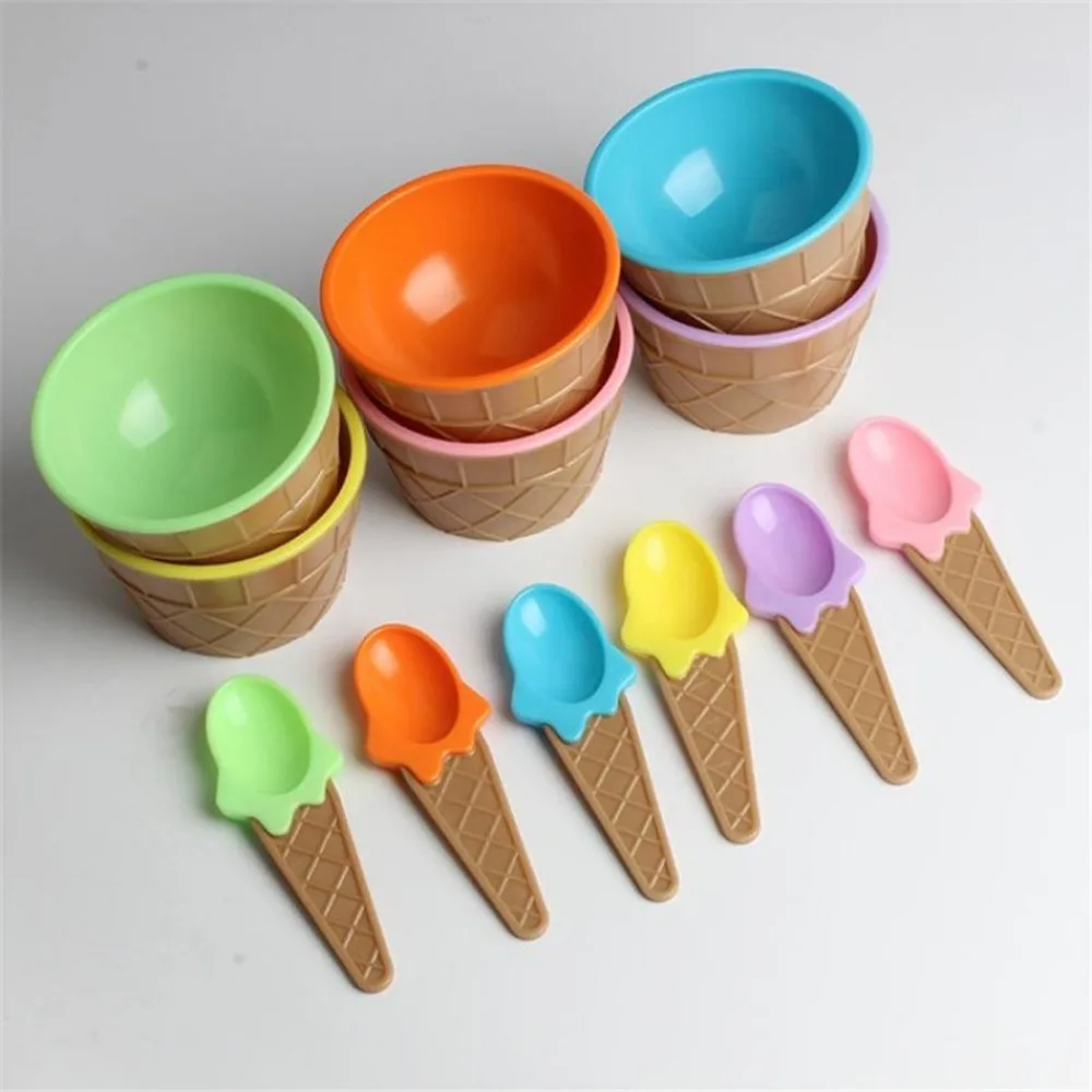 Ice Cream Bowl Spoon Set 1Set Kids Durable Children Gifts Dessert Bowl DIY Ice Cream Tools