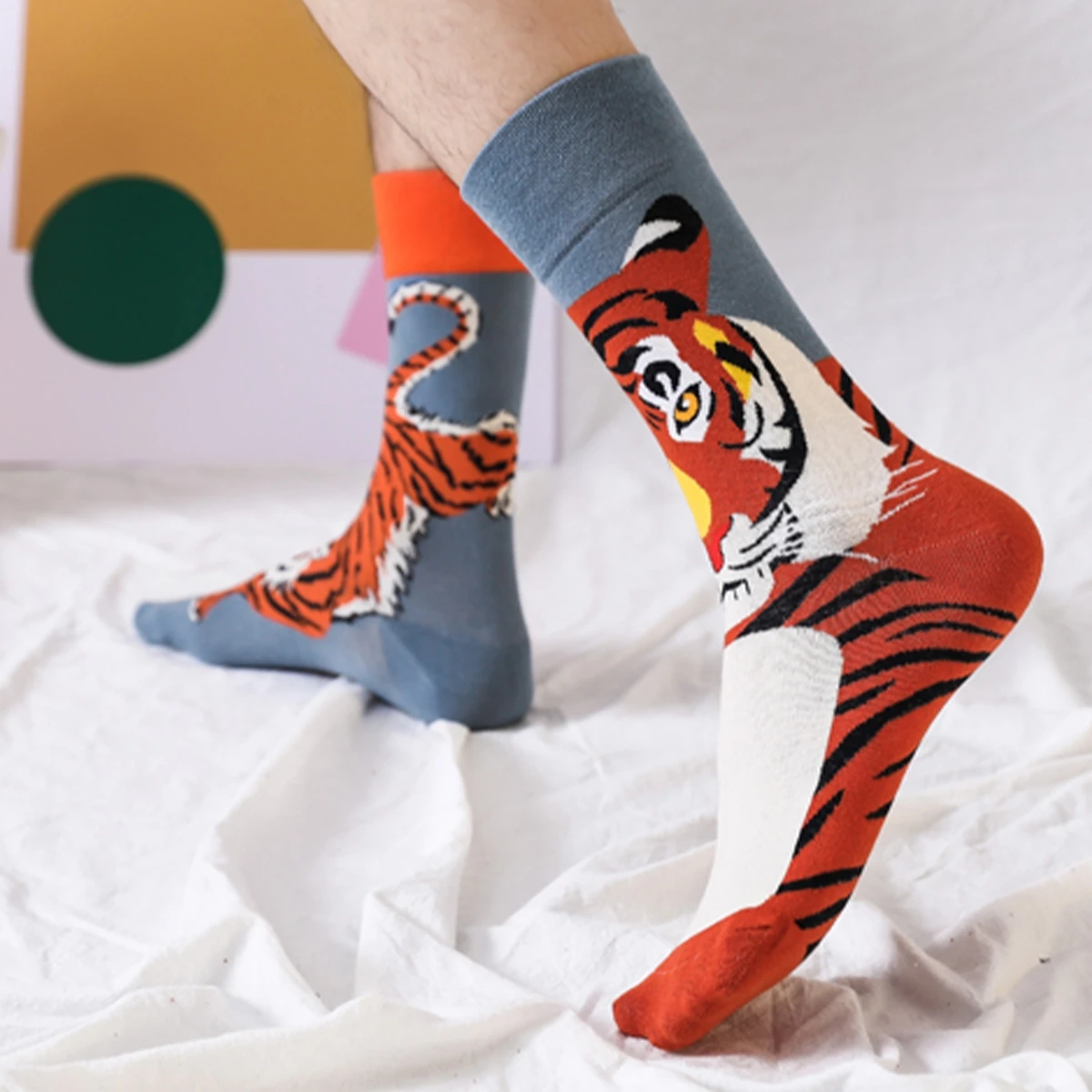 Animals Tiger Breathable Love Lovers' Ankle Socks Knitted Workout Boho Street Socks Anti Snag Cotton Short Lovely Streetwear