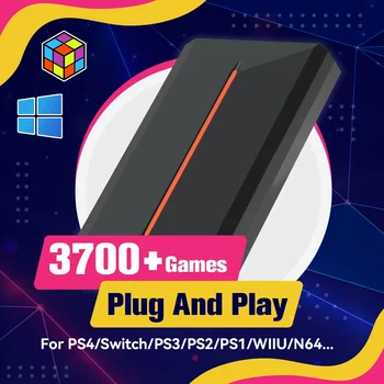 Launchbox 500G External Game Hard Drive Built-in 3700 3D/PC Games For PS4/PS3/PS2/PS1/Switch/WII/WIIU/N64/DC For Win PC/Laptop 1