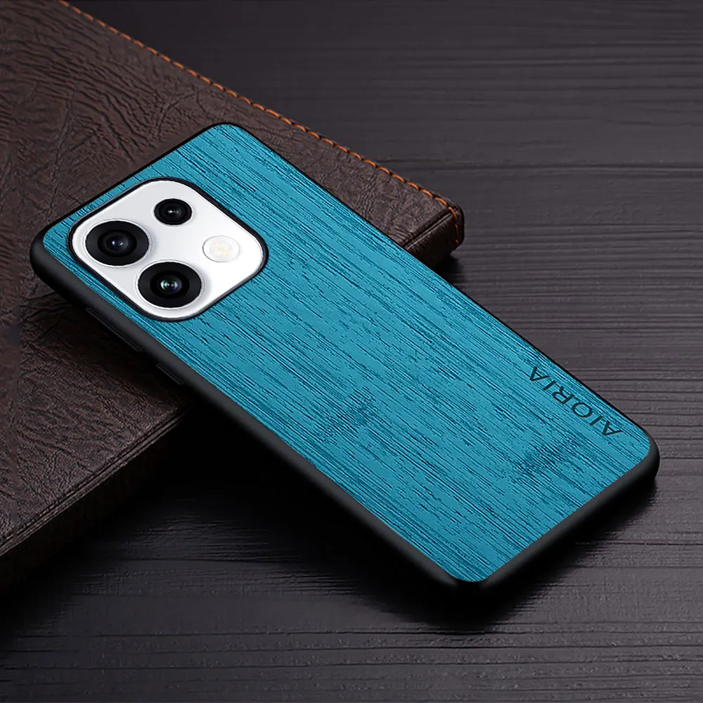 Elegant Wood Grain PU Leather Phone Cover