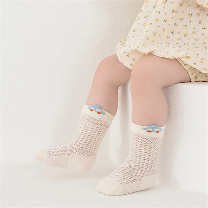Newborn Socks 3 Pairs/lot For Girl Boy 0-5 Yrs Summer Thin Cotton Mesh Infant Baby Boneless Short Sock Cute Clothing Accessories baby socks