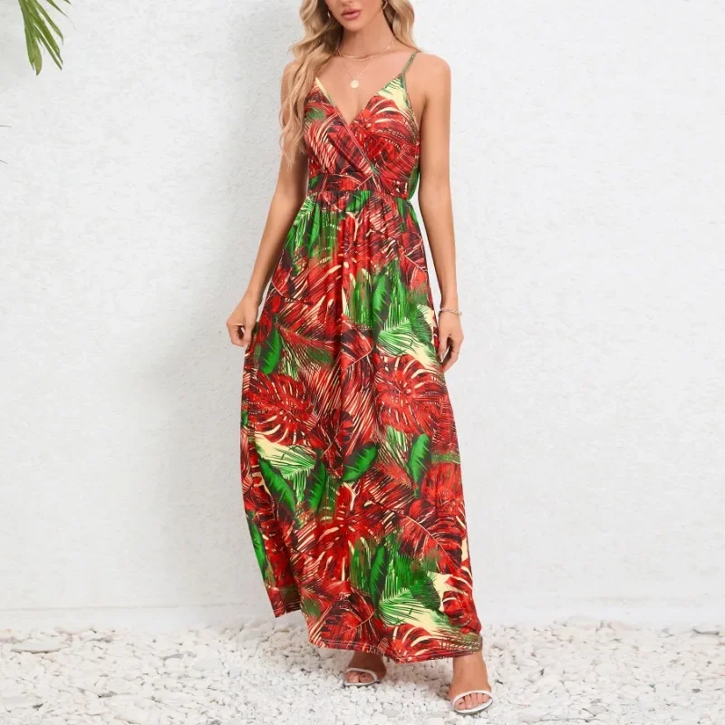

Long Ankle Length Skirt European American Summer Women's Petticoat New Instagram Fashion Sexy Suspender Backless Slimming Dress