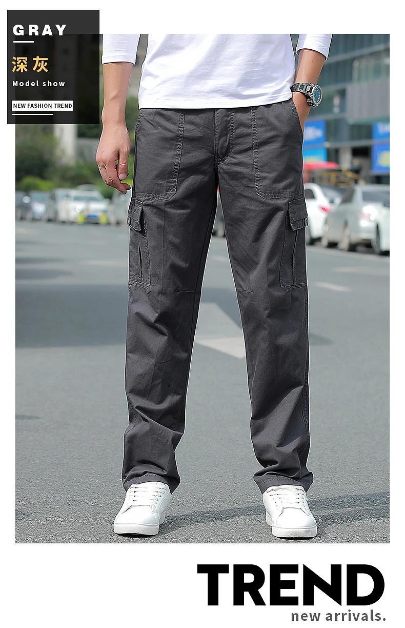 navy blue cargo pants Men's Straight Cargo Pants Spring Trend Loose Trousers For Men Pockets Military Sports Outdoor Casual Jogging Pants Trousers Men wrangler cargo pants