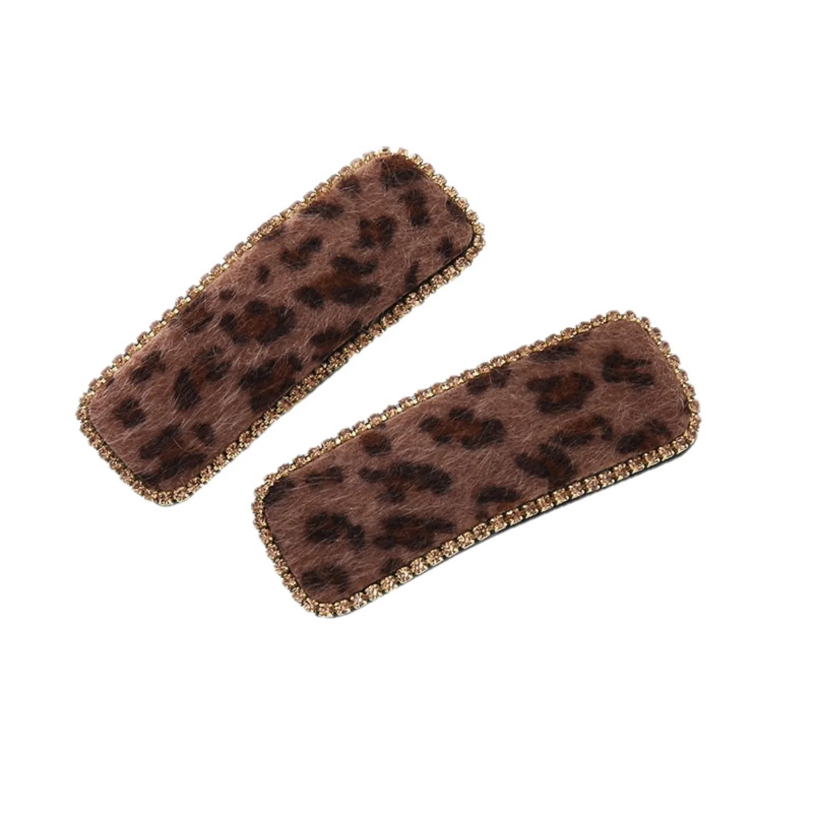 2 Pcs Leopard Print Hair Clip,Sparkly Rhinestone Hair Barrettes, Stylish Animal Print Hair Accessories, Elegant Daily Updo