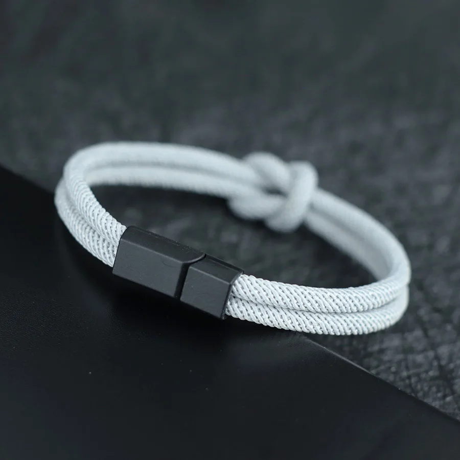 Mens Red String Bracelet Concentric Design Lucky Charm Accessory