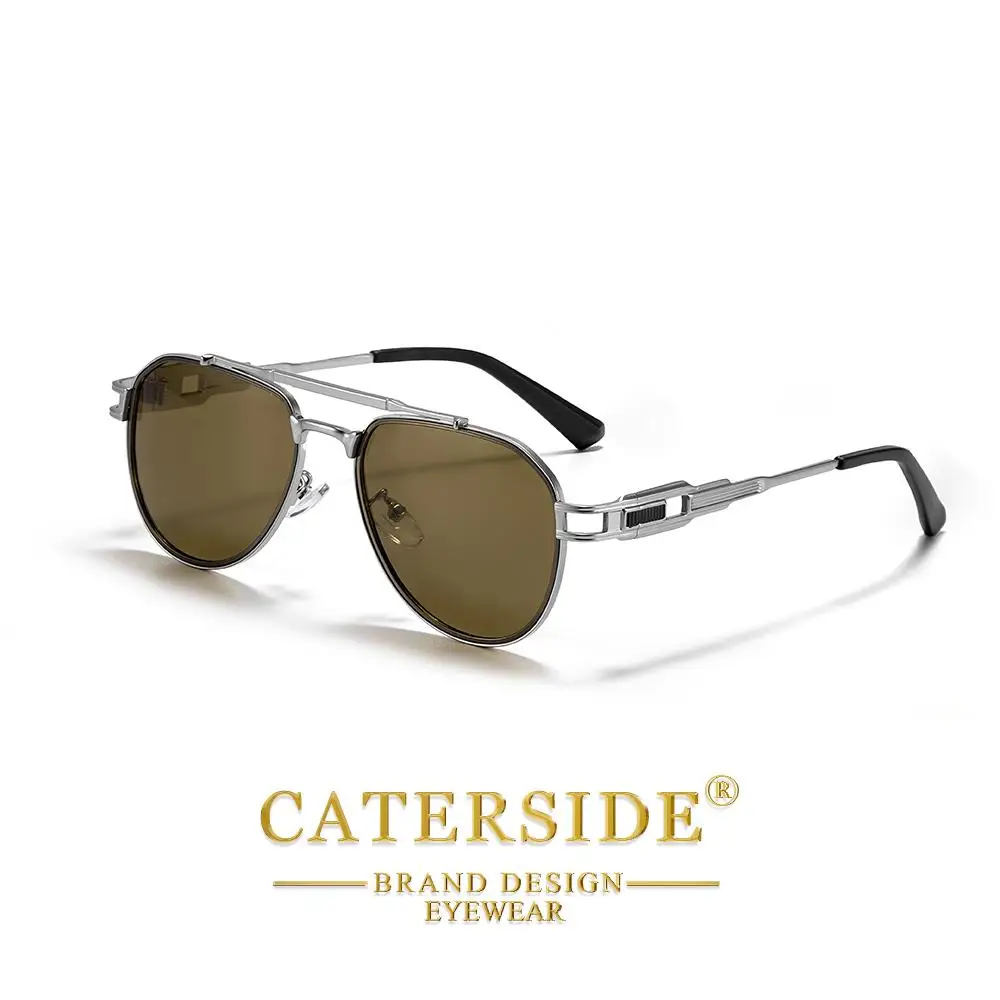 CATERSIDE Retro-Punk-Sonnenbrille für Herren, rund, personalisiertes Design, Metall-Sonnenbrille, Damen, Reisen, Party, Business, Geschenk, Brillen, UV400 – Detail 11