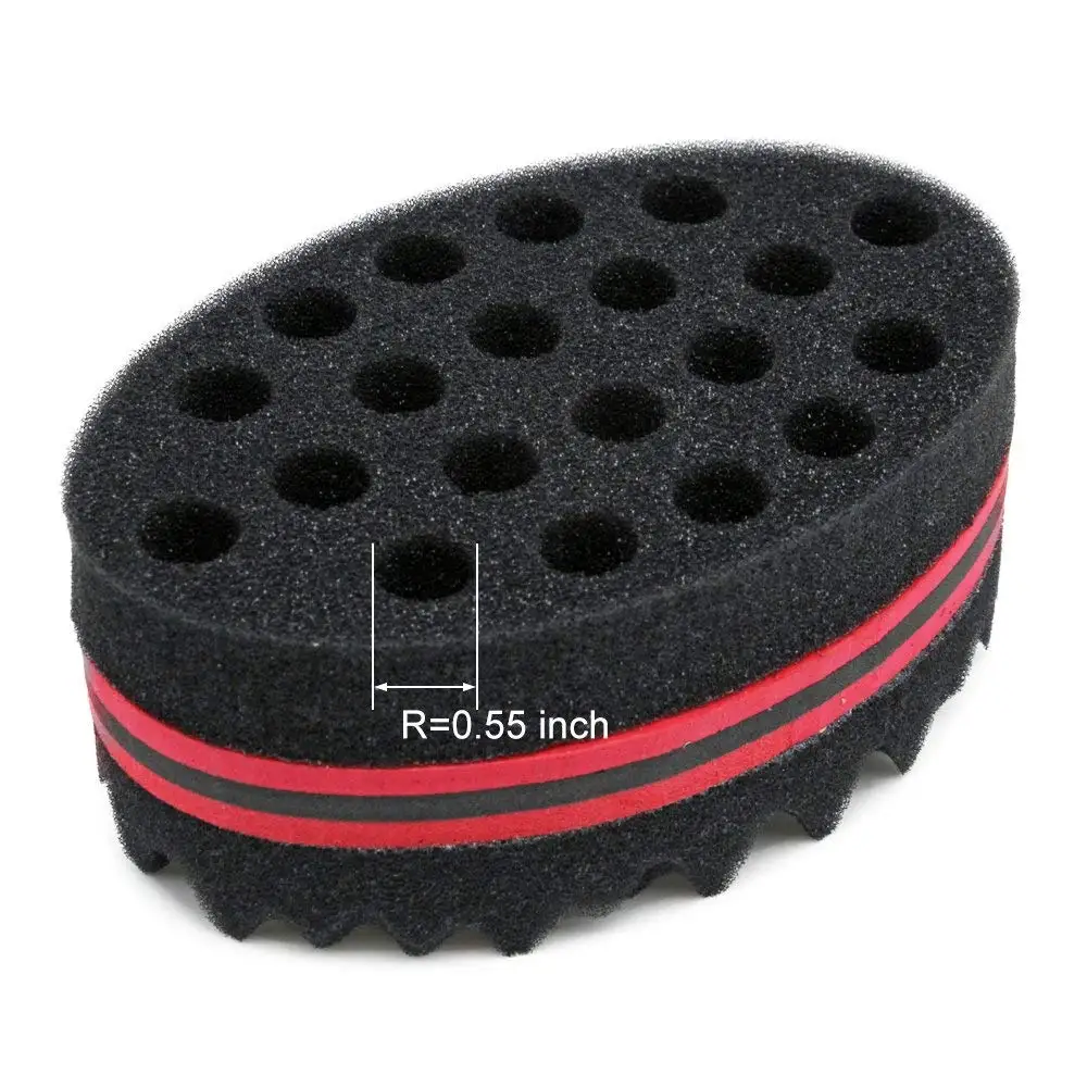 Double-Sided Magic Twisted Hairbrush Sponge Barber Salon Styling Oval Dual Use Perforated Curly Sponge Wave Roll Washable Tool 4