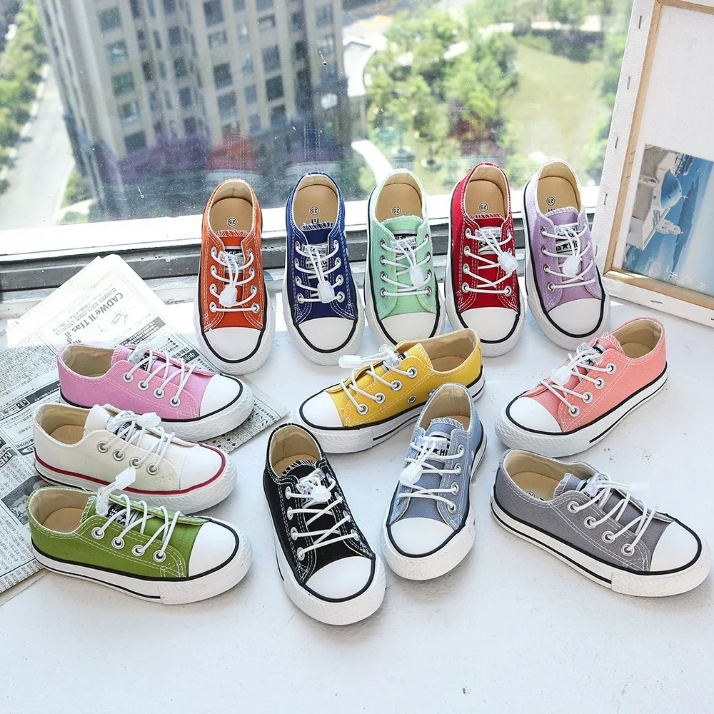 

2023 High Quality Kids Canvas Shoes Non-slip Rubber Soft Casual Shoes 1-15Y Boys Girls Lace-Up Toddler Sneakers Zapatos Infantil