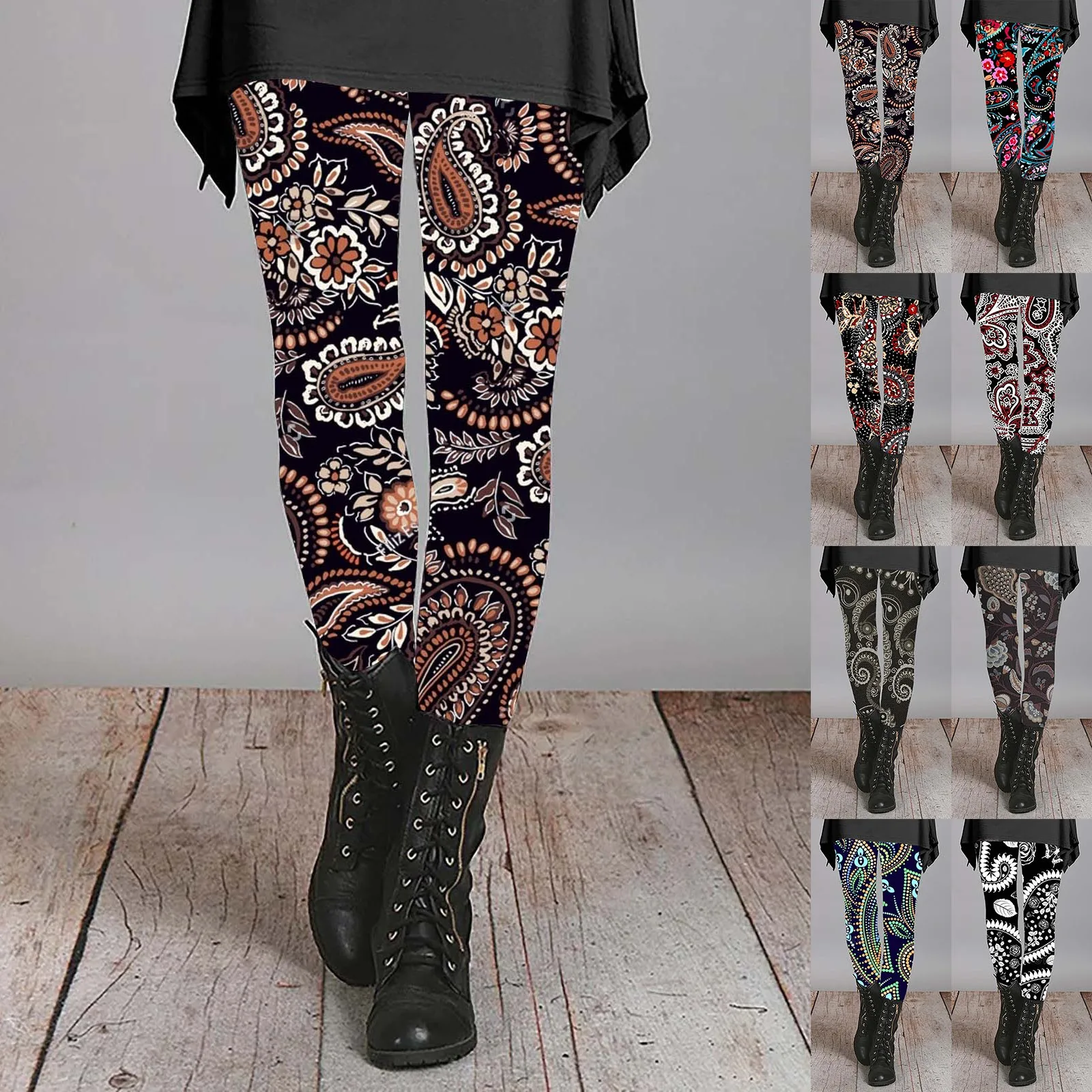 Women's Autumn And Winter Leggings Artistic Splash Printed Soft Stretchy Pants