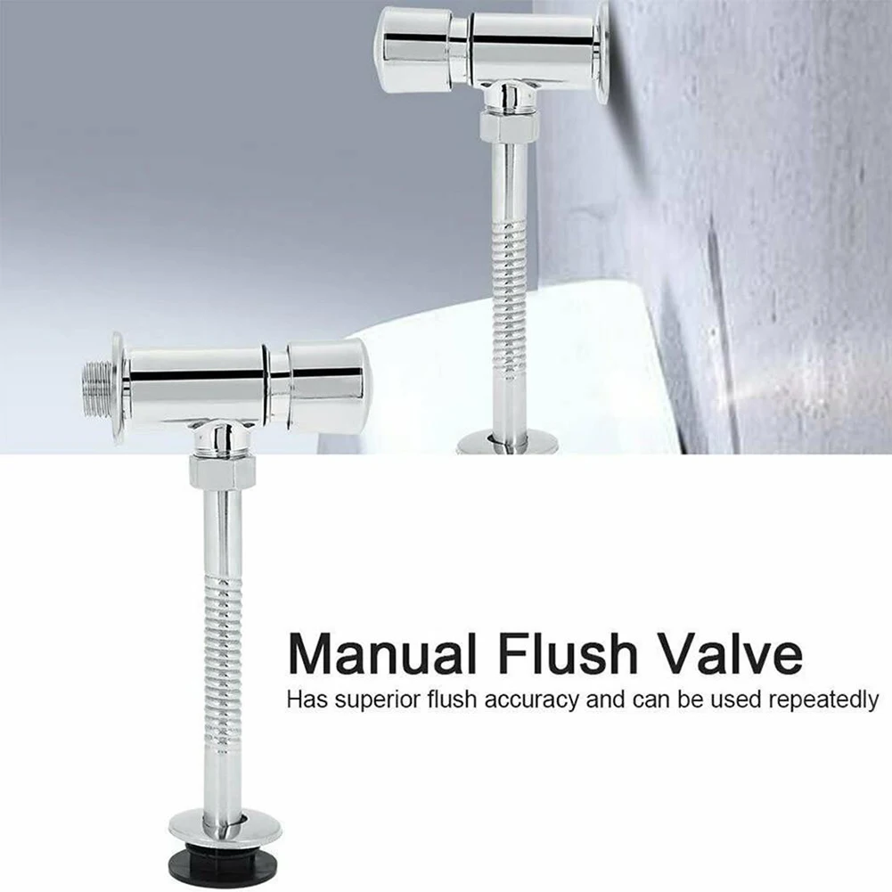 Toilet Flush Valve Urinal Pressure Flush Toilet Urinal Exposed 1/2 Inch Alloy Valve Accessories DN15/20mm Silver toilet flush valve