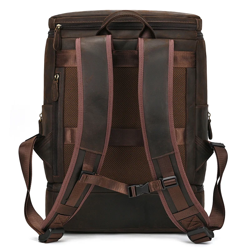 Dry Wet Separation Men Backpack Retro Style Travel Bag For Male Original Handmade Leather Outdoor Bagpack Multifunction Mens