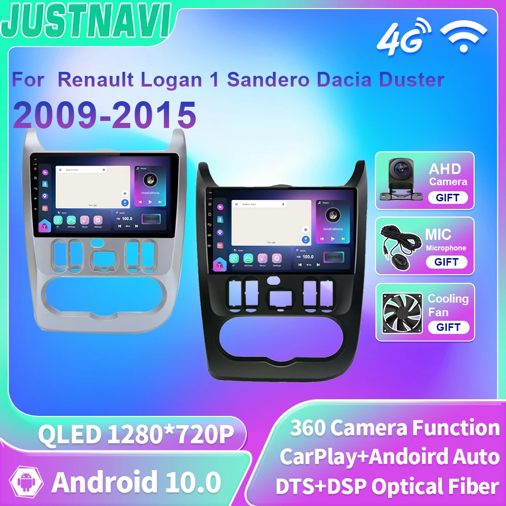 

JUSTNAVI 2 din Android Auto Radio for Renault Logan 1 Sandero Dacia Duster 2009-2015 Carplay 4G Car Multimedia GPS QLED No DVD