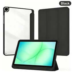 Solid Color Acrylic Hard Back Tablet Case with Soft TPU Frame Protection - Slim and Lightweight Design - Tab A9 X110 X115 (SSYKL - Black)
