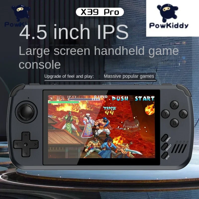 

Портативная игровая консоль POWKIDDY, 4,5 дюймов, IPS экран, X39, ретро, 3500 игр, PS1, Поддержка проводных контроллеров, детские подарки
