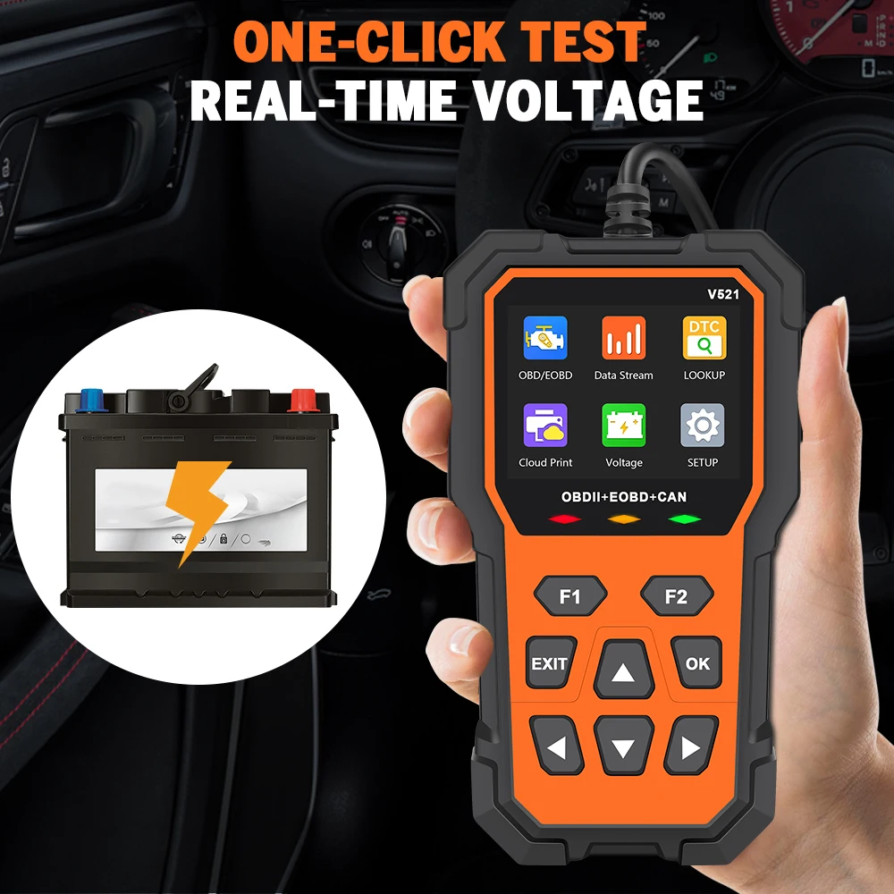 V521 OBD 2 Scanner Professional Auto Engine System Diagnostic Lifetime Free EOBD Code Reader Car Diagnostic Tool Upgrade OBDII 6