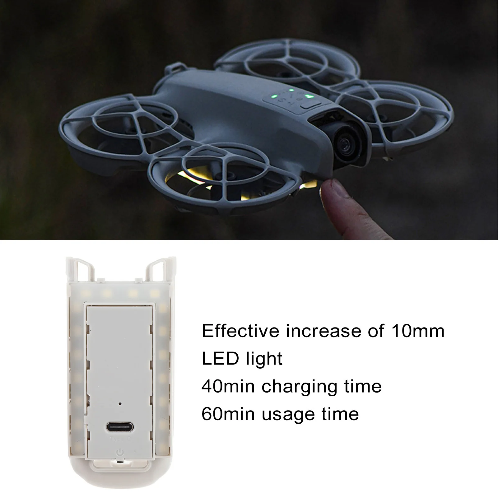 Train d'atterrissage lumineux pour drone Neo - Protection batterie et vol nocturne