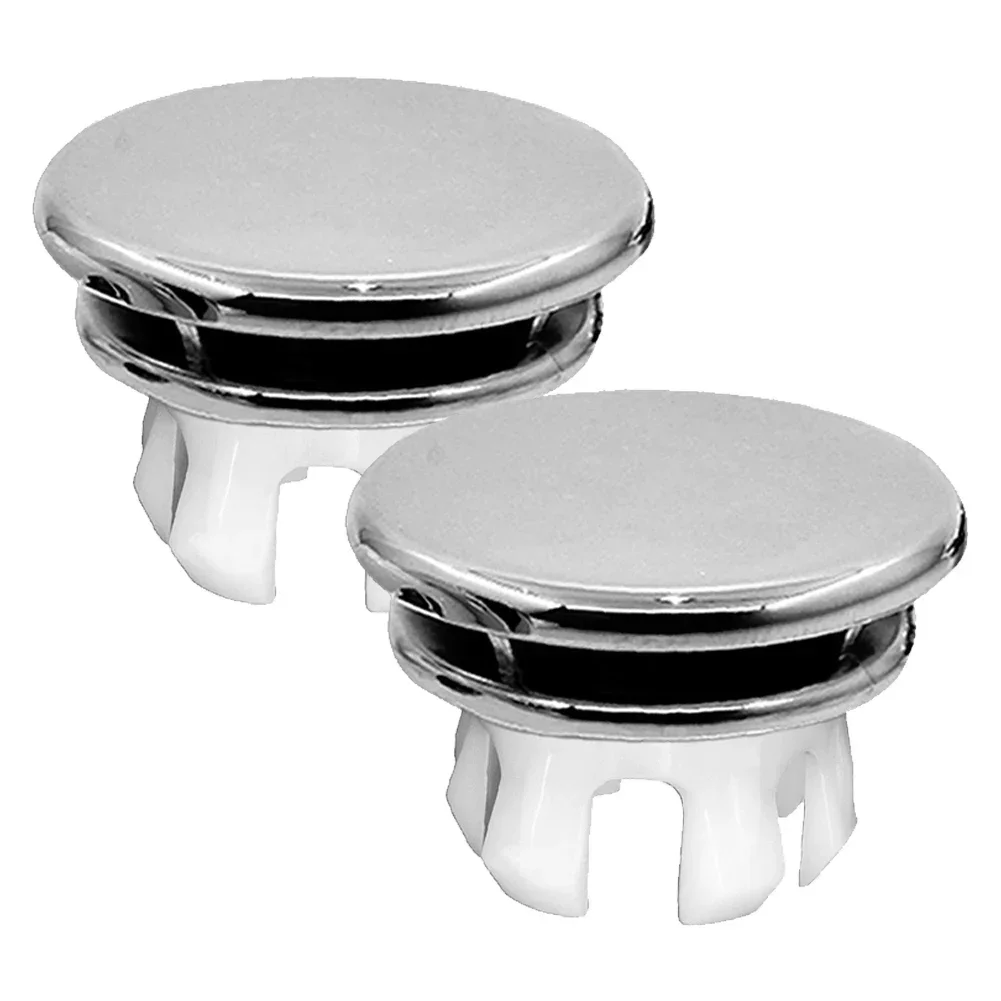 2pcs Bathroom Basin Sink Hole Overflow Replacement Cover Chrome Round Trim Ring Sink Overflow Cover Bathroom Sink Overflow Cover