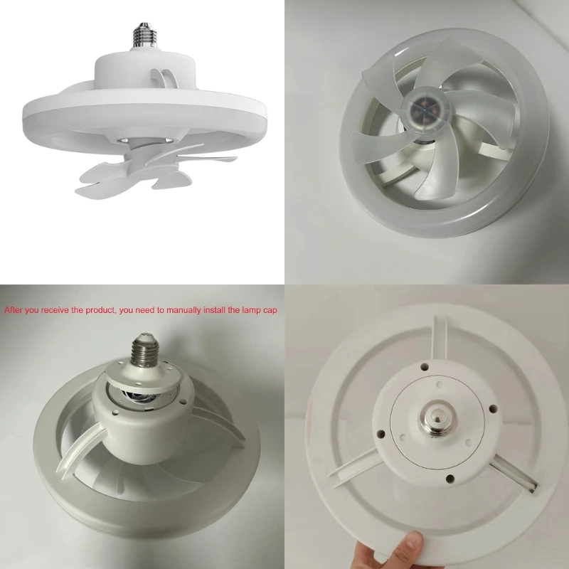 

587D 86V-265V 360° Oscillating E27 LED Fan Lamp Ceiling Fan 3-Color Light Adjustable 3000-6500K for Home Office